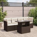vidaXL Salon de jardin avec coussins 5 Pièces marron résine tressée