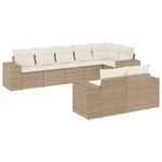 vidaXL Salon de jardin avec coussins 8 Pièces beige résine tressée