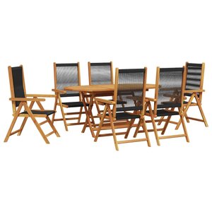 vidaXL Ensemble de salle à manger pour jardin 7 Pièces Noir