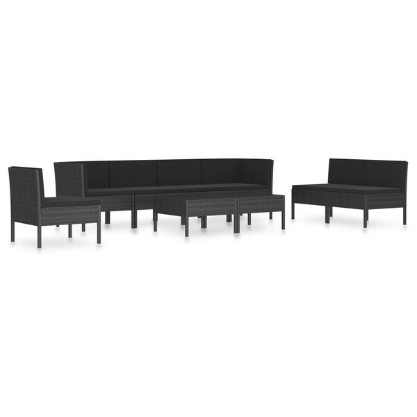 vidaXL Salon de jardin 9 Pièces avec coussins Résine tressée Noir