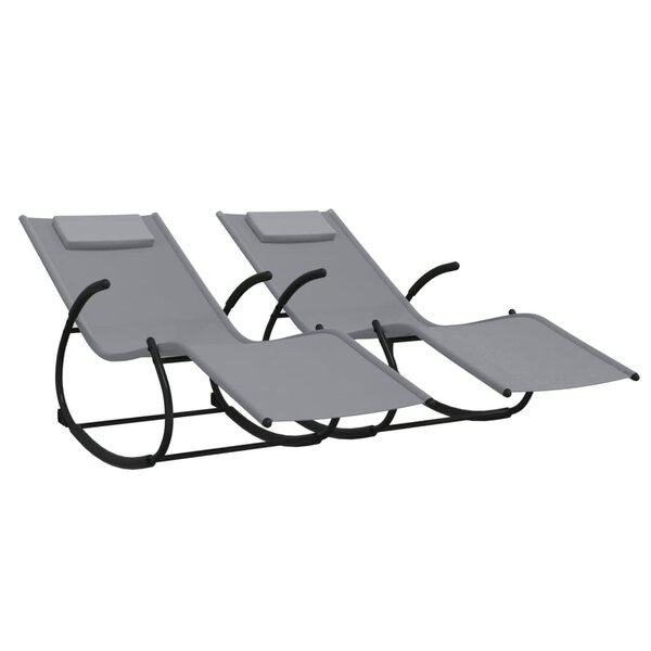 vidaXL Chaises longues à bascule 2 Pièces Gris Acier et textilène