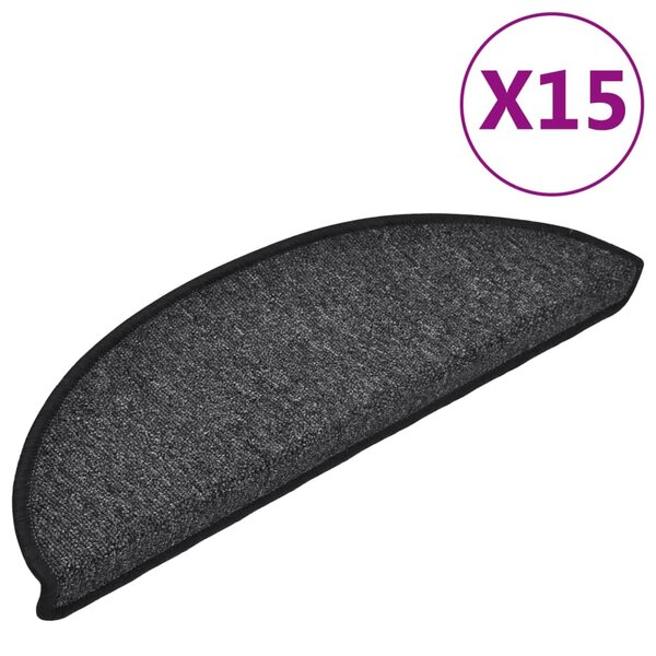 vidaXL Tapis d'escalier 15 Pièces Anthracite 56x17x3 cm