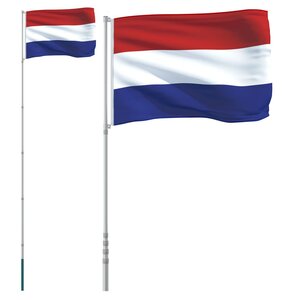 vidaXL Drapeau des Pays-Bas et mât 5 5 m Aluminium