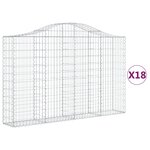 vidaXL Paniers à gabions arqués 18 Pièces 200x30x120/140 cm Fer galvanisé