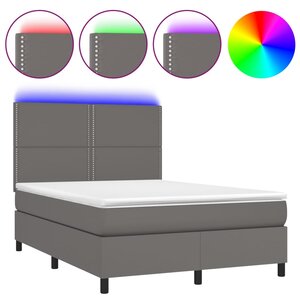 vidaXL Sommier à lattes de lit avec matelas et LED Gris 140x190 cm