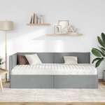 vidaXL Cadre de lit d'angle avec matelas 2 Pièces Gris clair Velours