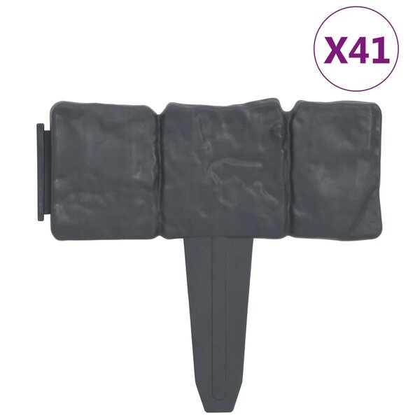 vidaXL Clôture de jardin Aspect de pierre 41 Pièces Plastique 10 m