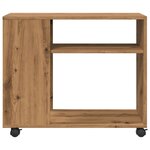 vidaXL Table d'appoint avec roues chêne artisanal bois d'ingénierie