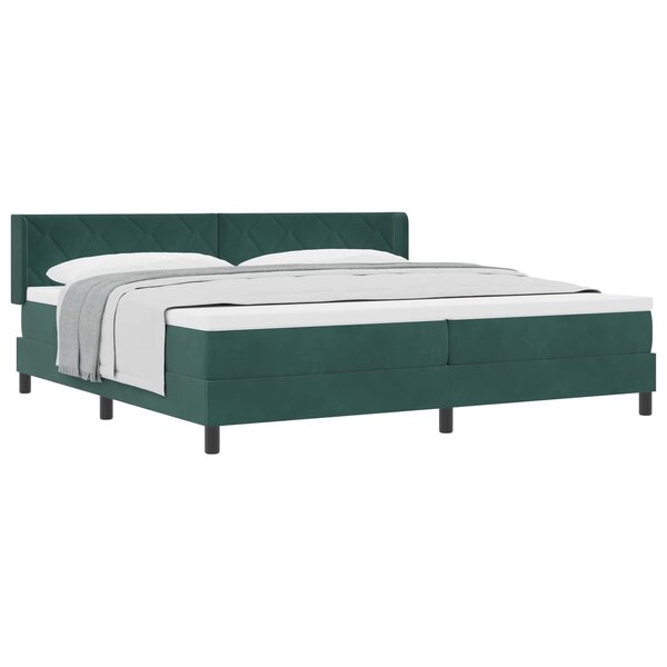vidaXL Lit à ressorts avec matelas Vert foncé 200 x 200 cm Polyester