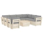 vidaXL Salon de jardin palette 9 Pièces avec coussins bois d'épicéa