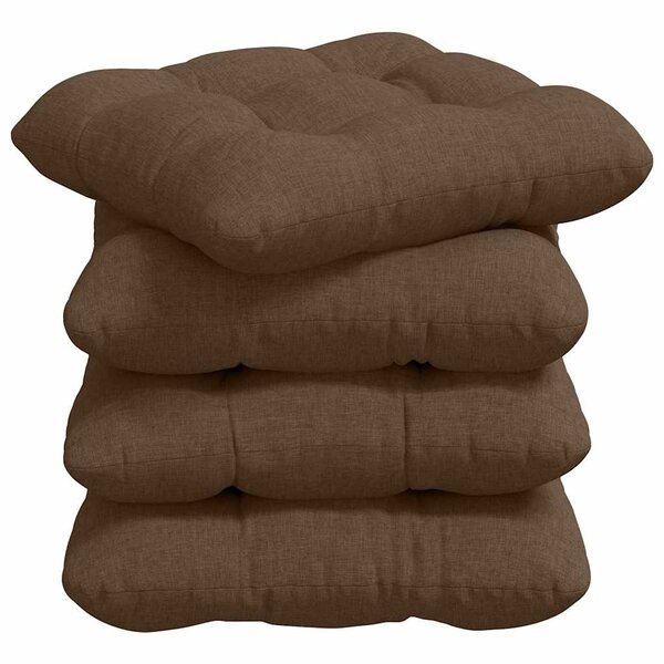 vidaXL Coussins de siège 4 Pièces Marron 40 x 40 x 12 cm tissu