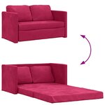 vidaXL Canapé-lit 2 en 1 rouge bordeaux 122x204x55 cm velours