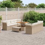 vidaXL Ensemble de canapé de jardin 11 Pièces Beige et crème polyrotin