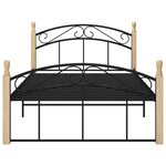 vidaXL Cadre de lit sans matelas noir métal bois chêne 120x200 cm