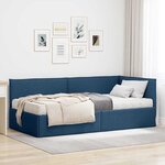 vidaXL Cadre de lit d'angle avec matelas 2 Pièces Bleu Velours