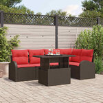 vidaXL Ensemble de canapé de jardin 6 Pièces Marron Poly rotin