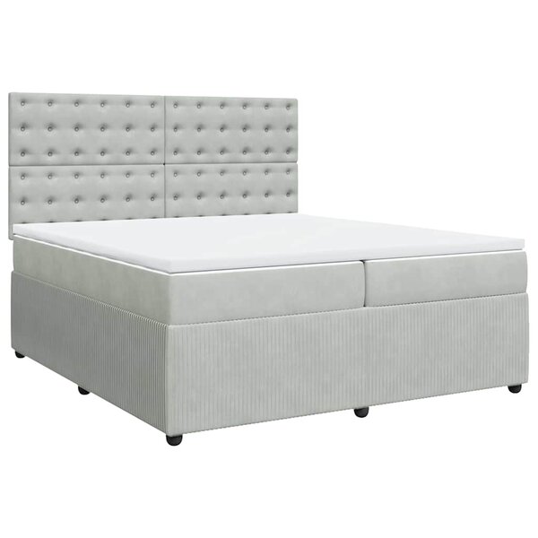 vidaXL Sommier à lattes de lit et matelas Gris clair 200x200cm Velours