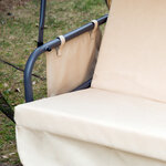 Balancelle de jardin convertible 3 places grand confort : matelas assise dossier  moustiquaire intégrale zippée avec toit   pochette rangement métal époxy polyester beige