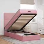 vidaXL Cadre de lit ottoman avec matelas rose 100x200 cm velours