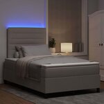vidaXL Lit à ressorts avec matelas avec LED Taupe 120 x 190 cm tissu