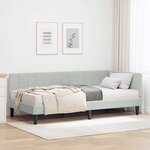vidaXL Cadre de lit d'angle Gris clair 90 x 190 cm Velours