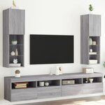vidaXL Meubles TV avec lumières LED 2 Pièces sonoma gris 30 5x30x102 cm