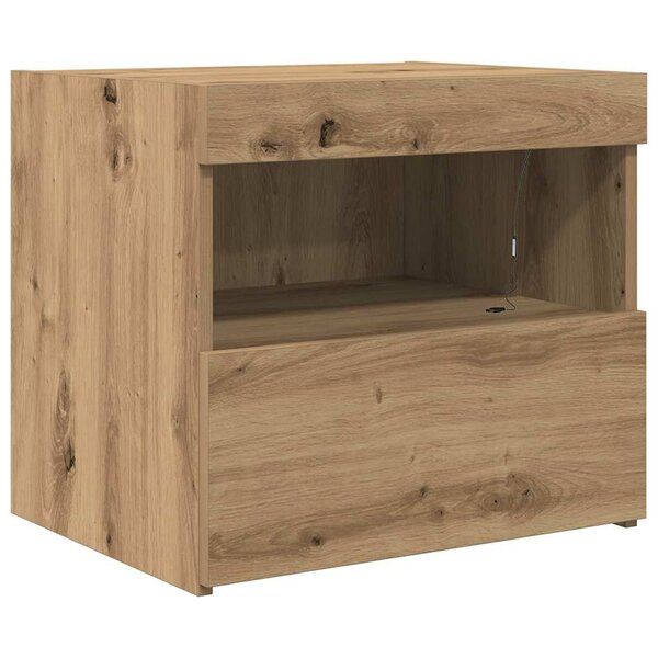 vidaXL Cabinet de chevet avec tiroir chêne artisanal 50 x 40 x 45 cm
