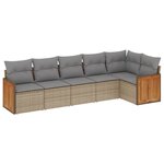 vidaXL Salon de jardin avec coussins 6 Pièces beige résine tressée