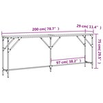 vidaXL Table console chêne fumé 200x29x75 cm bois d'ingénierie
