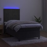 vidaXL Sommier à lattes de lit et matelas et LED Gris foncé 90x190 cm
