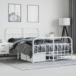 vidaXL Cadre de lit métal sans matelas et pied de lit blanc 140x190 cm