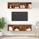 vidaXL Ensemble meuble TV 2 Pièces Bois ancien 37 x 37 x 142.5 cm