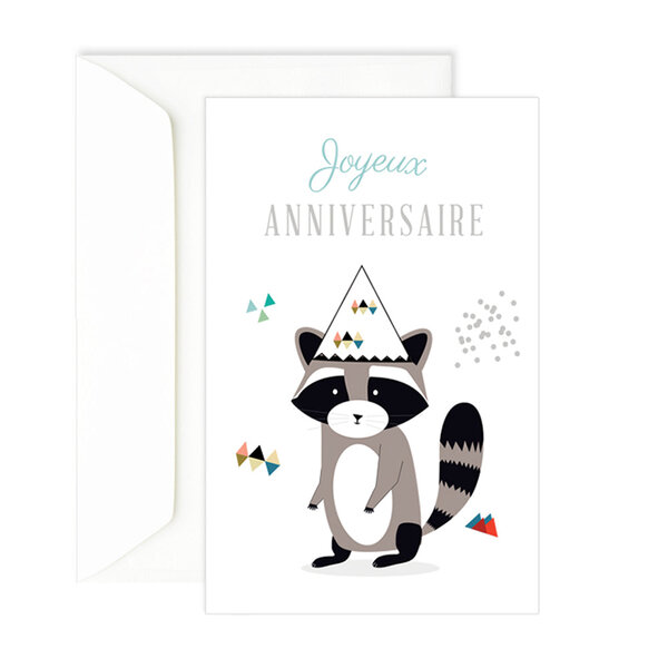 Carte anniversaire enfants raton laveur