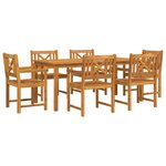 vidaXL Ensemble de salle à manger pour jardin 7 Pièces Marron