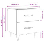 vidaXL Tables de chevet 2 Pièces blanc brillant 40x35x47 5 cm