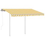 vidaXL Auvent rétractable automatique et poteaux 3x2 5m Jaune et blanc