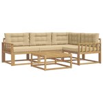 vidaXL Ensemble de canapés d'extérieur 5 Pièces Blanc et Beige