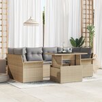Ensemble de canapé de jardin vidaXL de 7 pièces avec coussins en beige  Poly Rattan