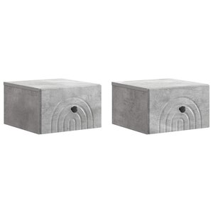 vidaXL Cabinet de chevet mural 2 Pièces Gris béton 33 x 34 5 x 20 cm