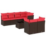 vidaXL Salon de jardin 8 Pièces avec coussins marron résine tressée