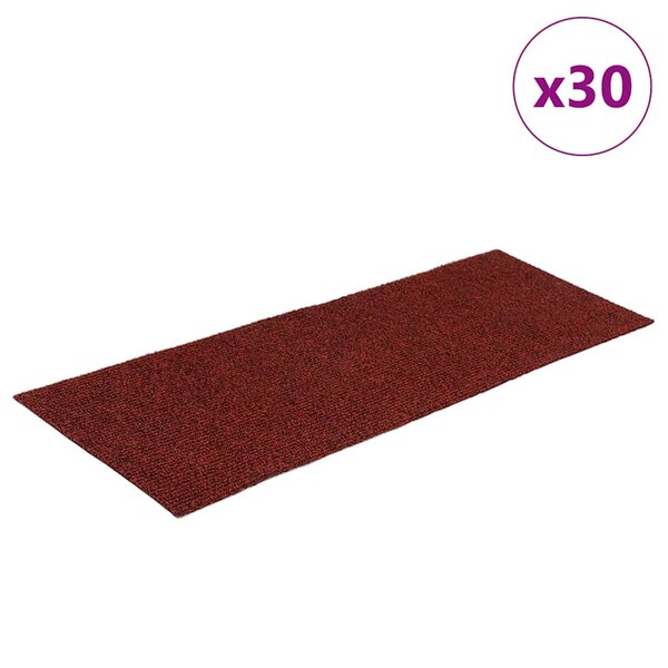 vidaXL Tapis d'escalier autocollants 30 pièces 60 x 25 cm Rouge bordeaux Rectangulaire