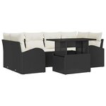vidaXL Ensemble de canapé de jardin avec coussin 7 Pièces Noir Poly rotin