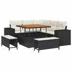 vidaXL Ensemble de canapé de jardin avec coussin 8 Pièces Noir et Crème