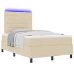 vidaXL Lit à ressorts avec matelas avec LED Crème 120 x 190 cm tissu