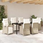 vidaXL Ensemble de salle à manger pour jardin 7 Pièces Beige Poly rotin
