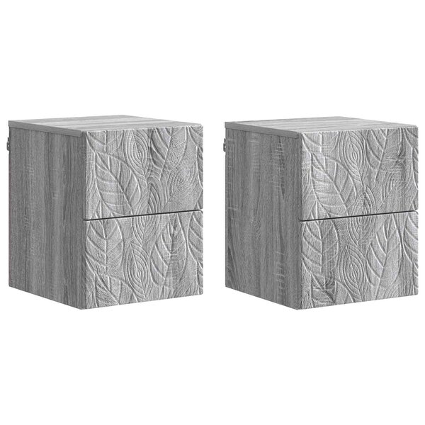 vidaXL Cabinet de chevet mural 2 Pièces Sonoma gris 34 5 x 33 x 40 cm