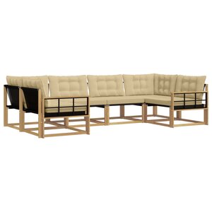 vidaXL Ensemble de canapés d'extérieur 6 pc Blanc et Beige
