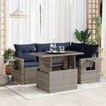 vidaXL Salon de jardin 5 Pièces avec coussins noir résine tressée acacia