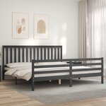 vidaXL Cadre de lit sans matelas gris 200x200 cm bois massif