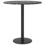 vidaXL Dessus de table noir Ø40x0 8cm verre trempé avec design marbre